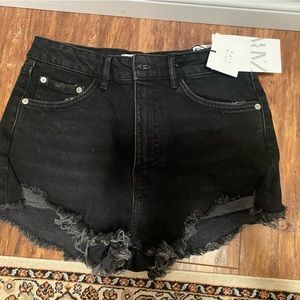 Zara black denim shorts
